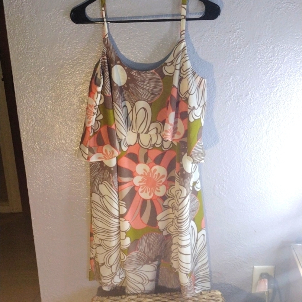 Floral 70's Style Layered Judith March Dress L